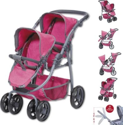 KNORRTOYS.COM Zwillingspuppenwagen Milo - Berry 3 KNORRTOYS.COM Zwillingspuppenwagen Milo - Berry