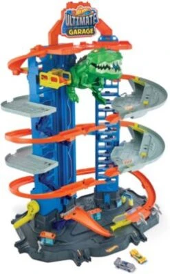 Hot Wheels Megacity Parkgarage T-Rex Angriff, Platz Für über 100 Spielzeugautos