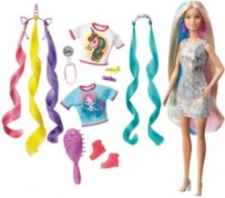 Barbie Fantasie-Haar Puppe (blond), Meerjungfrau- Und Einhorn-Look, Anziehpuppe