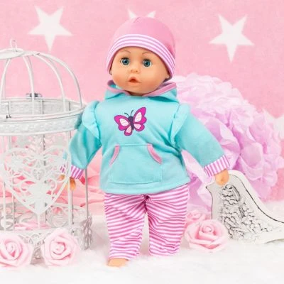 BAYER Kleider Für Puppen 33-38 Cm: 3-tlg. Set - Hose, Oberteil, Mütze, Türkis/rosa 5 BAYER Kleider Für Puppen 33-38 Cm: 3-tlg. Set - Hose, Oberteil, Mütze, Türkis/rosa – Bild 3