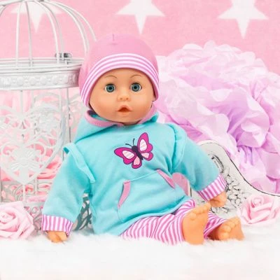 BAYER Kleider Für Puppen 33-38 Cm: 3-tlg. Set - Hose, Oberteil, Mütze, Türkis/rosa 6 BAYER Kleider Für Puppen 33-38 Cm: 3-tlg. Set - Hose, Oberteil, Mütze, Türkis/rosa – Bild 4