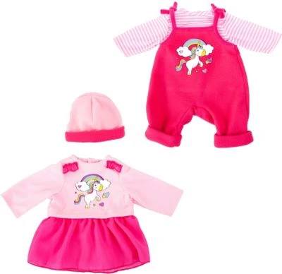 BAYER Kleider Für Puppen 33-38 Cm: 4-tlg. Set - Latzhose, Oberteil, Mütze, Kleid, Rosa/pink 3 BAYER Kleider Für Puppen 33-38 Cm: 4-tlg. Set - Latzhose, Oberteil, Mütze, Kleid, Rosa/pink