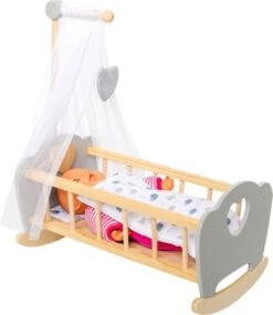 MyToys ORIGINALS Holz Puppenwiege, Grau Mit Bettwäsche -Kinder Verkauf 19919005 03