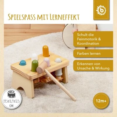Bieco Klopfbank Buntes Holz Hammerspiel Baby Klopfer Hammer Spielzeug Ab 1 Jahr Werkbänke 4 Bieco Klopfbank Buntes Holz Hammerspiel Baby Klopfer Hammer Spielzeug Ab 1 Jahr Werkbänke – Bild 2