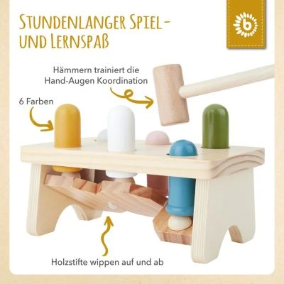 Bieco Klopfbank Buntes Holz Hammerspiel Baby Klopfer Hammer Spielzeug Ab 1 Jahr Werkbänke 5 Bieco Klopfbank Buntes Holz Hammerspiel Baby Klopfer Hammer Spielzeug Ab 1 Jahr Werkbänke – Bild 3