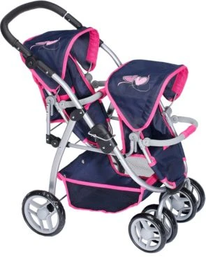 KNORRTOYS.COM Zwillingspuppenwagen Milo - Flying Hearts Blue Pink 8 KNORRTOYS.COM Zwillingspuppenwagen Milo - Flying Hearts Blue Pink – Bild 6