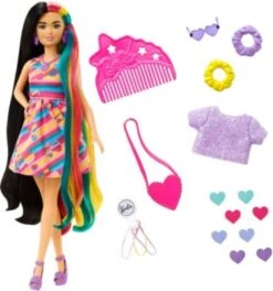 Barbie Totally Hair Puppe (schwarze/bunte Haare) Inkl. Styling-Zubehör