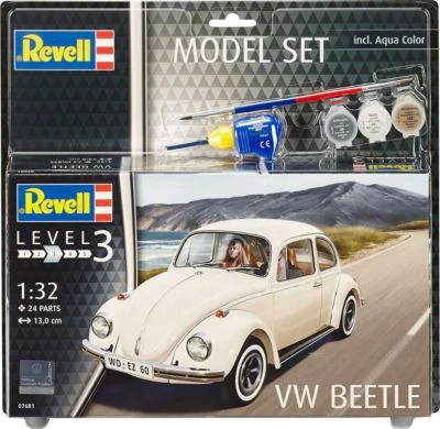 Model Set VW Käfer, Revell Modellbausatz Mit Basiszubehör Im Maßstab 1:32, 24 Teile, 13 Cm 3 Model Set VW Käfer, Revell Modellbausatz Mit Basiszubehör Im Maßstab 1:32, 24 Teile, 13 Cm