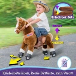 PonyCycle Kinder Reitspielzeug Braun Pferd Mit Bremsen Mit Klang Für 3-5 Jahre Kinder Reittier Tretauto -Kinder Verkauf 24927805 05