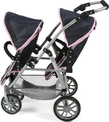 CHIC 2000 Tandem-Buggy Puppenzwillingswagen VARIO, Melange Grau-navy 4 CHIC 2000 Tandem-Buggy Puppenzwillingswagen VARIO, Melange Grau-navy – Bild 2