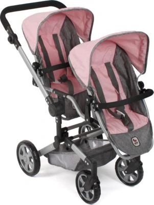 CHIC 2000 Puppenwagen Linus Duo, Melange Grau-rosa 3 CHIC 2000 Puppenwagen Linus Duo, Melange Grau-rosa