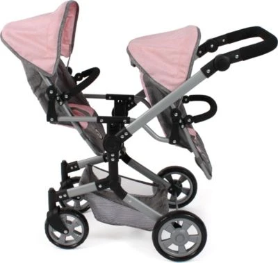 CHIC 2000 Puppenwagen Linus Duo, Melange Grau-rosa 4 CHIC 2000 Puppenwagen Linus Duo, Melange Grau-rosa – Bild 2