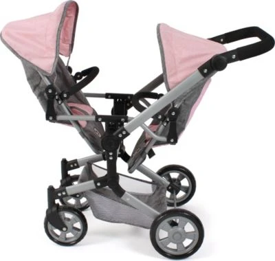 CHIC 2000 Puppenwagen Linus Duo, Melange Grau-rosa 7 CHIC 2000 Puppenwagen Linus Duo, Melange Grau-rosa – Bild 5