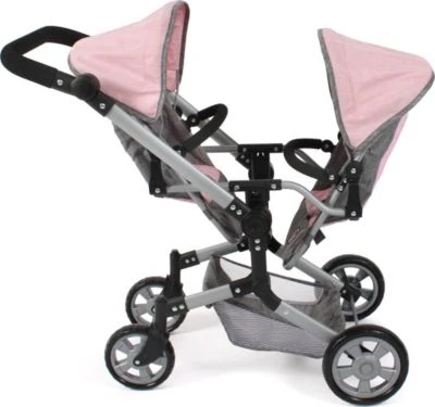 CHIC 2000 Puppenwagen Linus Duo, Melange Grau-rosa 8 CHIC 2000 Puppenwagen Linus Duo, Melange Grau-rosa – Bild 6