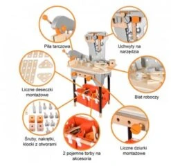 Mamabrum Große Holzwerkstatt Mit Werkzeug Und Bewegliche Säge (über 100 Teile) -Kinder Verkauf 25036887 04