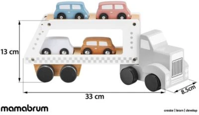 Mamabrum Autotransporter Aus Holz Mit Fahrzeugen Mit 1 Lastwagen Und 4 Holzautospielzeugen Spielzeugauto 4 Mamabrum Autotransporter Aus Holz Mit Fahrzeugen Mit 1 Lastwagen Und 4 Holzautospielzeugen Spielzeugauto – Bild 2