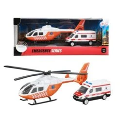 Toi Toys Toi-Toys Rettungs-Hubschrauber Helikopter Mit Krankenwagen Aus Druckguss Mit Einigen Kunststoffteilen