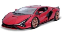 Bburago Modellauto Lamborghini Sian FKP 37 (metallic Rot, Maßstab 1:18)