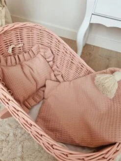TinaForKids Puppenwiege Aus Weiden Mit Bettwäscheset, Puppenbett Altrosa -Kinder Verkauf 29721293 03