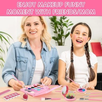 Enbaoxin Kinderschminkspielzeug-Set Kinderschminkset Mädchen Mit Schminkkoffer, Kindermädchen Plüschtasche Kinderschminkspielzeug Geschenk Für Mädchen 3 5 8 Jahre 4 Enbaoxin Kinderschminkspielzeug-Set Kinderschminkset Mädchen Mit Schminkkoffer, Kindermädchen Plüschtasche Kinderschminkspielzeug Geschenk Für Mädchen 3 5 8 Jahre – Bild 2